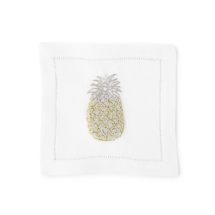 Pineapple Cocktail Napkins 6x6 (Set of 4) - Loro Lino Fine Linens