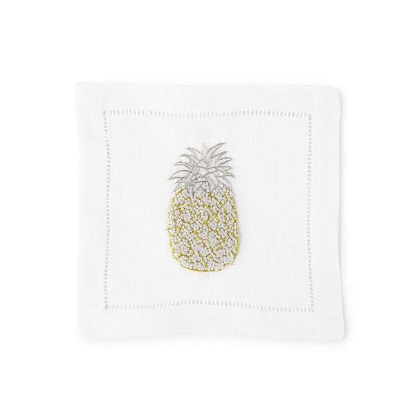 Pineapple Cocktail Napkins 6x6 (Set of 4) - Loro Lino Fine Linens