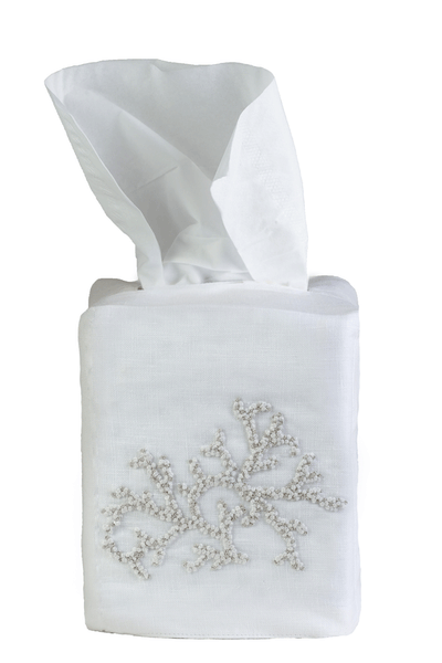 Coral Tissue Box Cover - Loro Lino Fine Linens