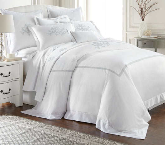 Coral Shadow Stitch Fine Bedding Collection - Loro Lino Fine Linens