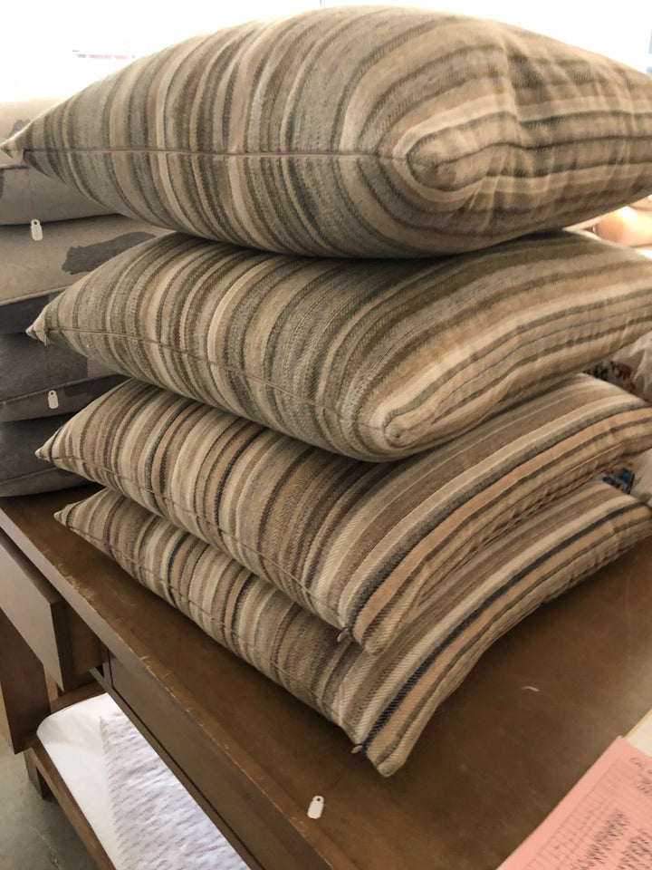 Flagler Stripe Loden Green Custom Pillow - Loro Lino Fine Linens