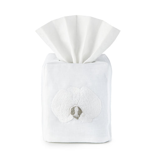 Orchid Tissue Box Cover - Loro Lino Fine Linens